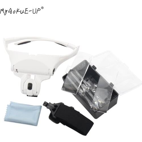 LED Magnifying Glass 5 Lens Adjustable For Eyelash Extension Headband Light lamp Magnifying Glasses False Lashes Makeup Tools