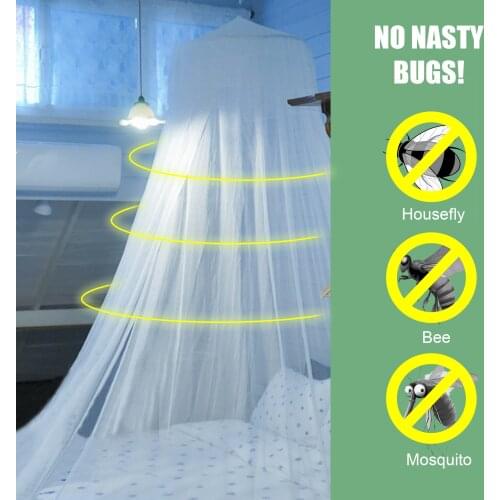 Universal White Dome Mosquito Mesh Net for Bedroom Travel Bed Canopy Mosquito Repellent Tent for Single/King Beds Hammocks Cribs