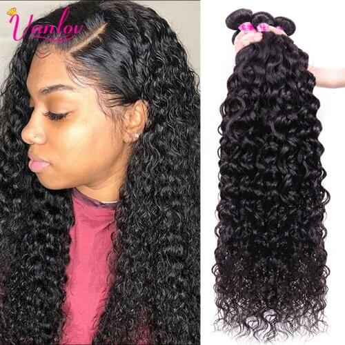 Vanlov Water Wave Bundles Brazilian Hair Weave Bundles 100% Curly Human Hair Bundles 1/3/4 Pcs Remy Hair Extensions Weft 30 Inch