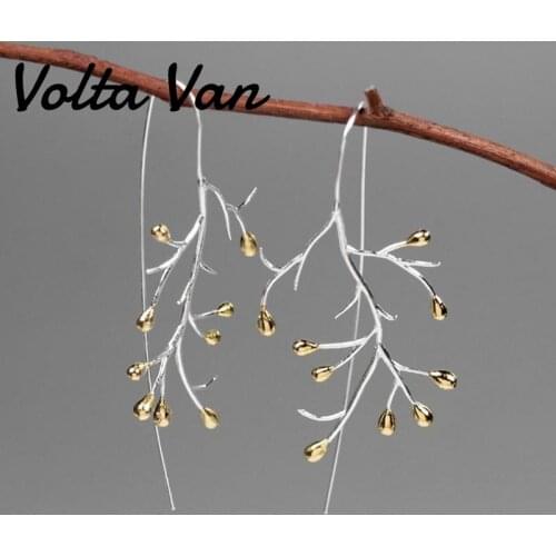 Volta Van 925 Sterling Silver Drop Earrings 2021 New Elegant Pendientes Plata Branches Trendy Fine Jewelry Fashion Earrings