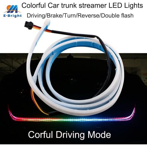 YM E-Bright 1Set 120CM RGB 5050 LED Car Styling Dynamic Streamer Turn Signal Tail Trunk lights LED Warning Light Signaling