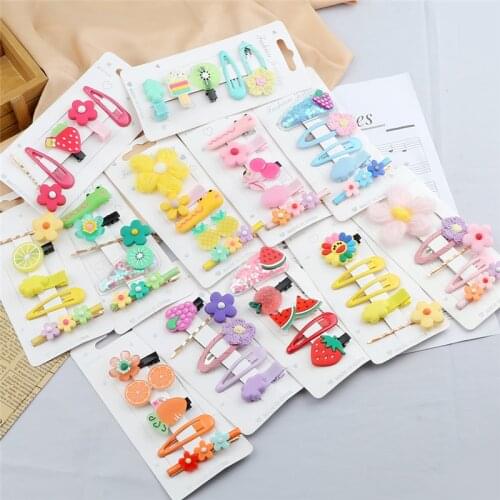 5/10Pcs Cute Multicolor Flower Hair Clips Sweet Fruit Hairpins For Kids Girls Korean Fashion Headwear Hair Accessories Barrettes