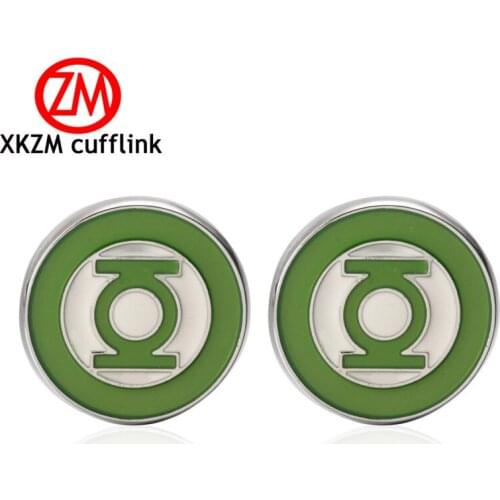 New Arrive Mens Shirt Cufflinks Round Green Lantern Cuff Links For Wedding Party Fashion Simple Men Sleeve Shirt Cufflinks