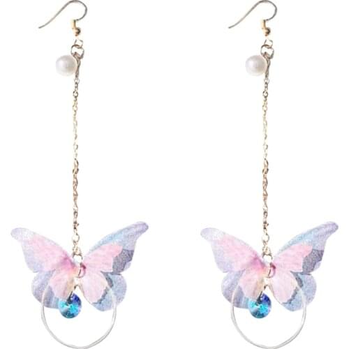 Hot sale Butterfly Long Tassel Drop Earrings for Women Girls 2020 fashion Jewelry Pearl Circle Asymmetric Earrings Gifts серьги