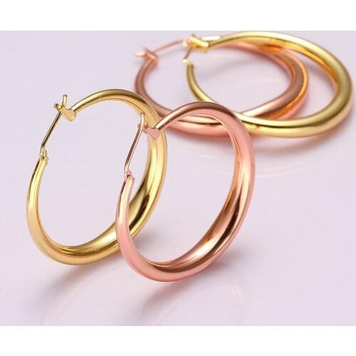 Women S925 Zircon Rose Gold Round Earrings E031-B Gold Jewelery & Accessories Earrings Wholesaler