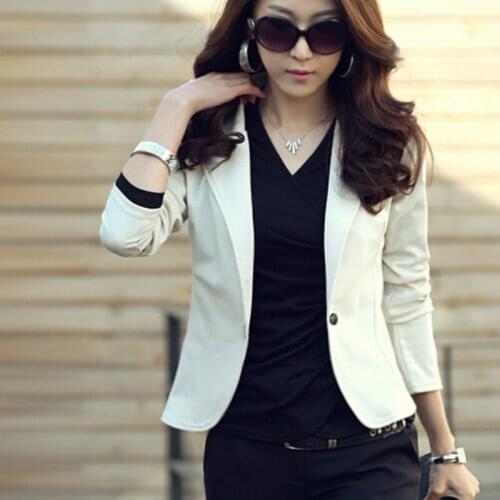2019 Womens Blazer Long Sleeve Blazers Solid One Button Coat Slim Office Lady Jacket Female Tops Suit Blazer Femme Jacket