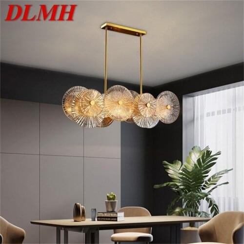 DLMH Chandelier Gold Rectangle Pendant Lamp Postmodern Home Creative Light Fixture for Living Dining Room