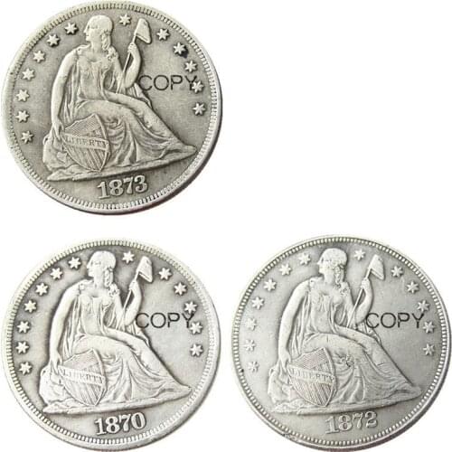 1870 1872 1873)S 3PCS Seated Liberty Dollar Silver Plated Copy Coins