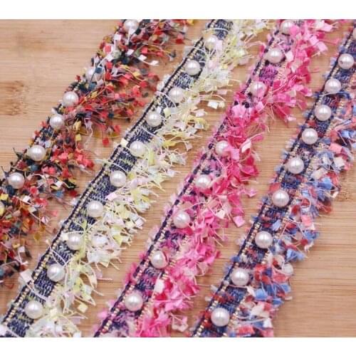 5 yard plastic pearl bead fringe lace 3cm clothes collar bridal party dress decoration trim ribbon tape DIY sew craft zakka boho