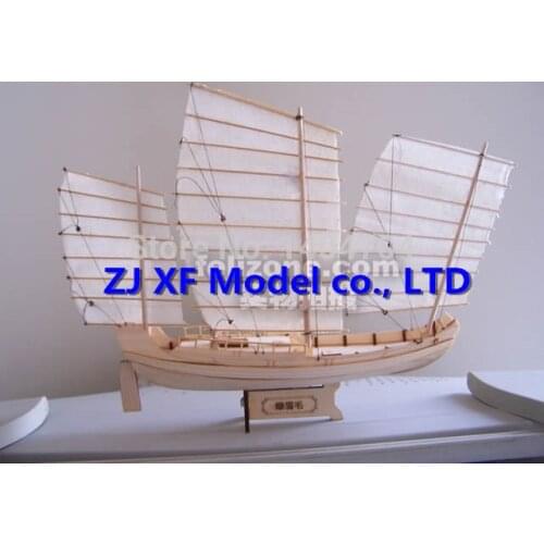 Free shipping Scale 1:148 Laser-cut wooden sail ship model: Ancient Chinese Sailboat Green Eyebrows of Zheng hes armada ship