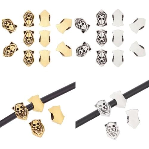 20 x Antique Gold/Silver Color Egyptian Lion Head Spacer Beads Charms for DIY Bracelet Jewelry Making Accessories 12x8mm
