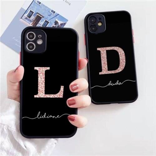 Phone Case For iPhone 12 11 Mini Pro XR XS Max 7 8 Plus X Letter Monogram Matte transparent Cover