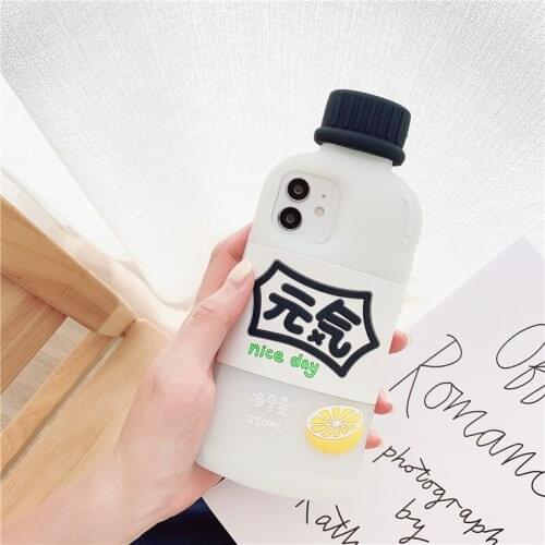 Cute summer water Drink bottle Phone case For iPhone 12 Mini 11 Pro Max SE2 7 8 Plus XR XS Max soft silicone Back Cover kid gift