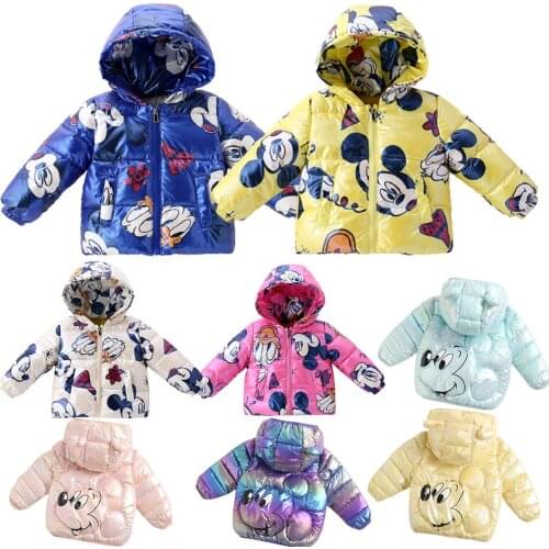 Children Winter Jacket Lightweight White Duck Down Baby Girls Boys Outwear Disney Cute Kids Hooded Warm Snowsuit Colorful Bright