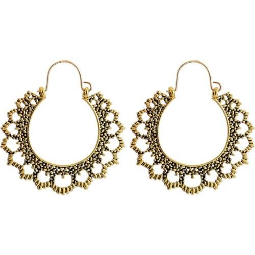 Docona Vintage Hollow Round Heart Drop Dangle Earring for Women Alloy Flower Pendant Earrings Brincos Party Jewelry 9661