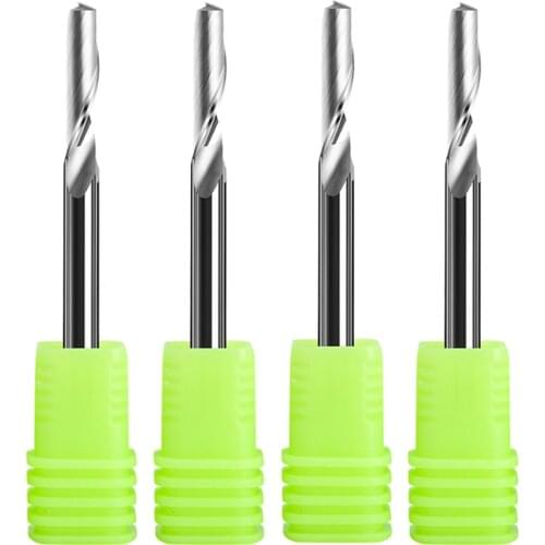 Vsharp 3.175mm Shank 1 Flute Milling Cutter for Polishing Aluminum Tungsten CNC Engraving Tool End Mill Cutter for Aluminum