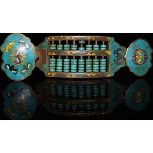 Exquisite ancient Chinese pure copper cloisonne filigree turquoise inlaid Ruyi abacus