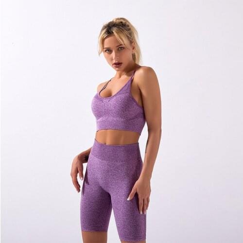 Fitness Yoga Sets Women Seamless Bra Sports Long Sleeve High Waist Push Up Short Running Breathable Quick Dry Slim Fit Tracksuit