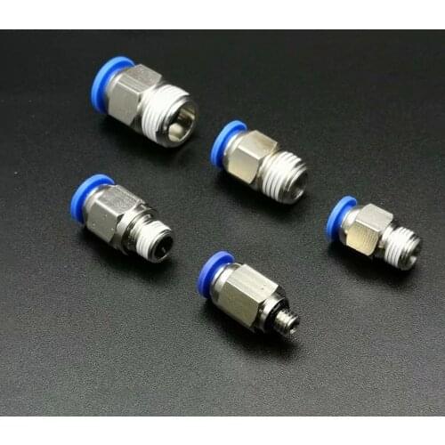 M5 M6 1/8" 1/4" 3/8" 1/2" BSPT Male x Fit 4/6/8/10/12mm OD Tube Pneumatic Air Fittings Push In Fit Connector