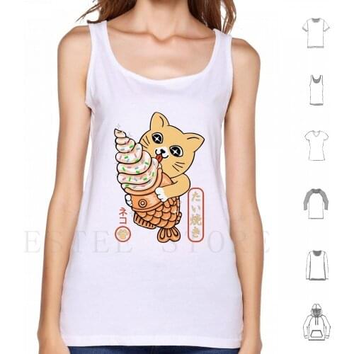 Taiyaki Cat Love Tank Tops Vest Taiyaki Cat Japanese Japan Cool Japan Food Funny Cat Daruma Cat Cat Food Japan Cat
