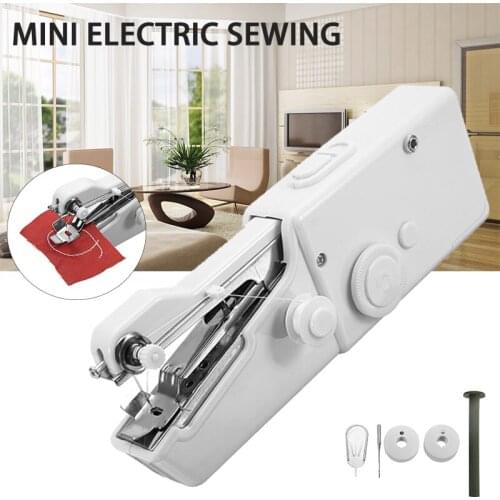 Mini Handheld Electric Sewing Machine +Needle Threader Extra Needles Bobbins Thread For Home Textile Fabrics Sewing