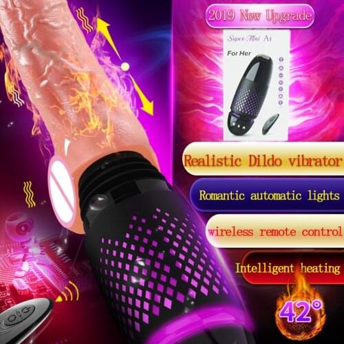 Mini Sex Machine with dildo, Power Vibrator Massager, Wireless, 7 Multi-Speed Vibrations Heating Dildo for sex toys A1