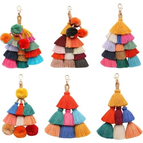 Trendy Tassel Bag Pendant Accessories Handmade Cotton Thread Charm Keychain Women Bag Charming Pendant DIY Jewelry Accessories