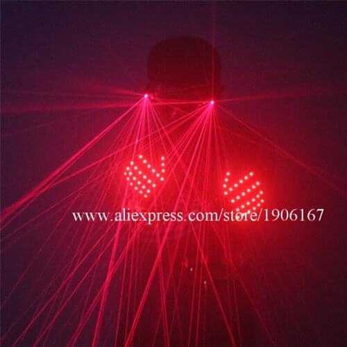 Fashion Laserman Stage Show Red Green Laser Glasses Led Luminous Party Gloves Nightclub Bar Illuminated Led Lighting Props