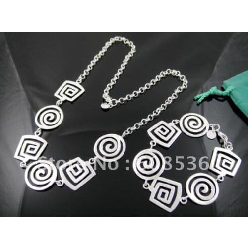 Fashion jewelry Hot S925 sterling Silver color Necklace & bracelet, jewelry,Brand New S46