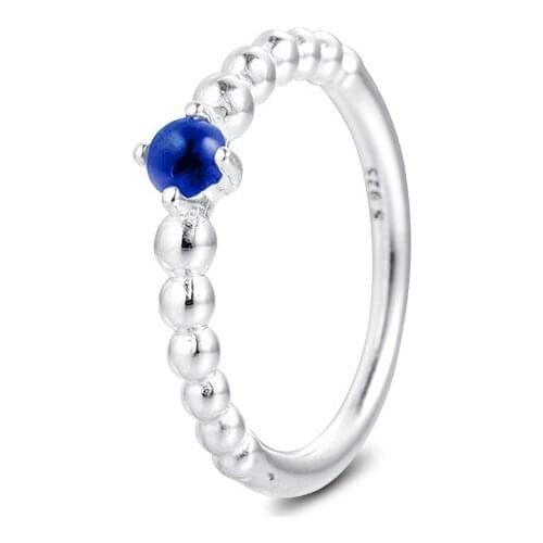 Sea Blue Beaded Rings 100% Authentic 925 Sterling-Silver-Jewelry Free Shipping