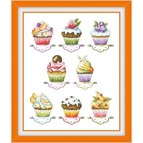 Sweet cakes cross stitch kit food aida fabric 18ct 14ct 11ct unprint canvas cotton thread embroidery kits DIY craft set