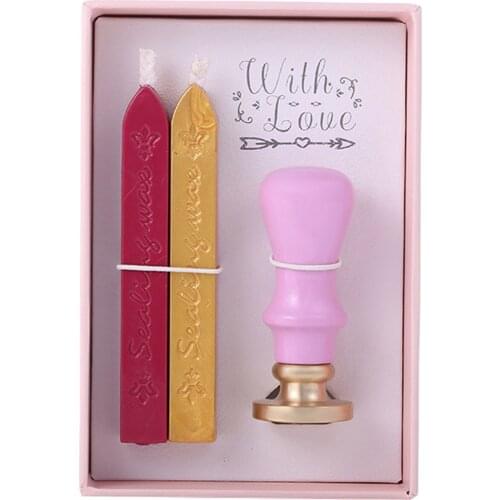 Wax Seal Stamp Set with 2 x Wax Sticks & 1 x Stamp Vintage Wax Stamp Kit Gift for DIY Card Envelope DU55