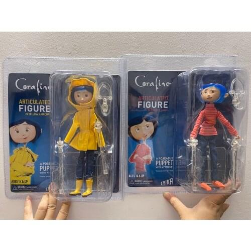 NECA movie version 7 inch ghost mother Caroline stripe version raincoat version movable Action Figure Model Toy Doll Gift