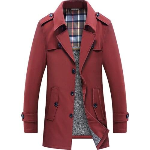 New Arrival Plush Large Windbreaker Men Medium Length Turn-down Collar Single Breasted Spring Autumn Casual Coat Plus Size M-5XL