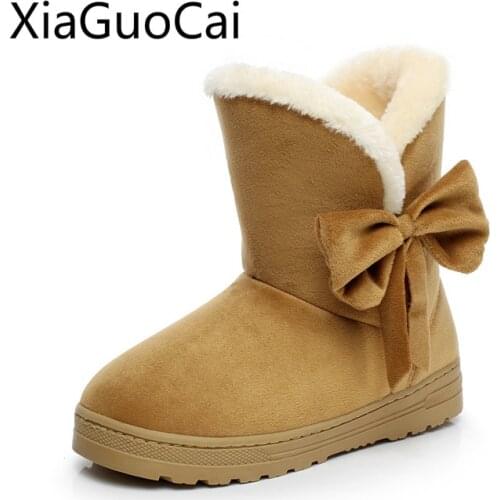 New Korean Women Snow Boots Short Plush Womens Winter Warm Shoes Plus Velvet Platform Warm Cotton Boots for Girls