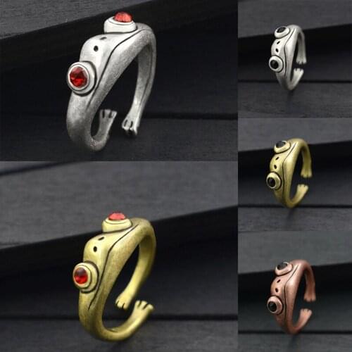New Vintage Frog Couple Rings For Women Boho Cute Animal Anillos Opening Resizable Ring Men Anel Jewelry Artistic Design Gifts