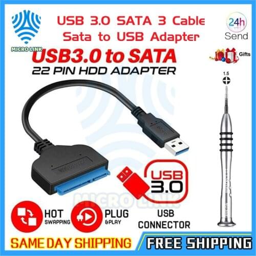 NEW USB 3.0 SATA 3 Cable Sata to USB Adapter Up to 6 Gbps Support 2.5 Inches External SSD HDD Hard Drive 22 Pin Sata III Cable