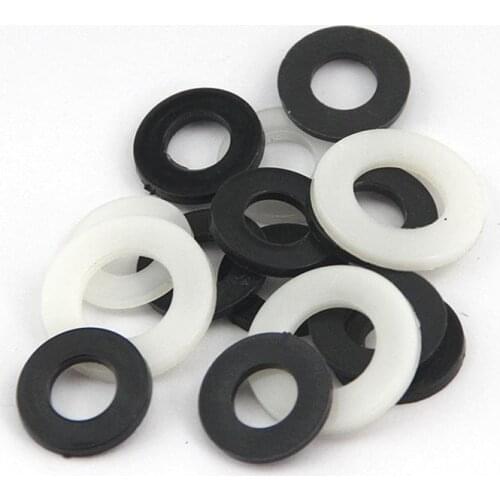 100Pcs M2/M2.5/M3/M4/M5/M6/M8 Black or white Plastic Nylon Washer Plated Flat Spacer Washer Seals Gasket RingNL13