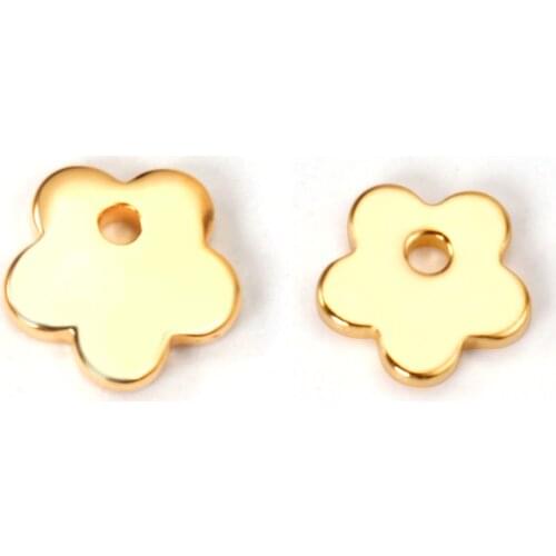 ASON100pcs/lot Flower Necklace Pendant Wholesale Stainless Steel Gold Silver Color For Necklace Bracelet Jewelry Making Supplies