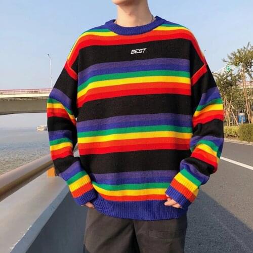 Mens O-neck Pullover Autumn Winter Patchwork Long Sleeve Spacious Long Sleeve Clothes Knitted Casual Male Sweater Drop Shipping