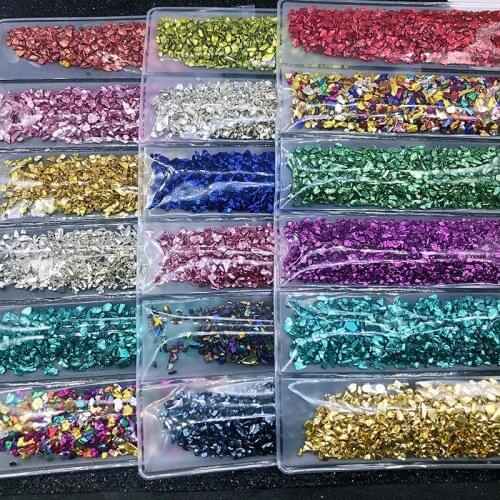 DIY Crafts Nail Art Decorations Broken Glass Stones Crystal UV Epoxy Resin Filler Jewelry Making Fillings 6 Grid