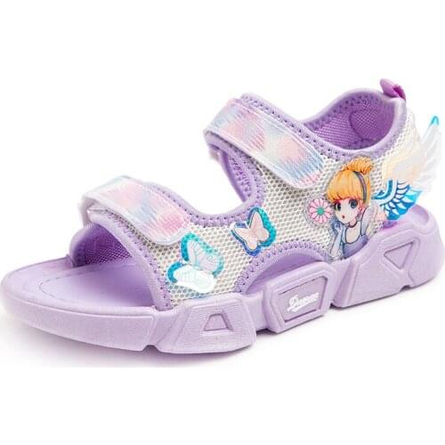 Disney girls princess sandals new fashion Korean summer childrens shoes student beach shoes soft soles little girls shoes