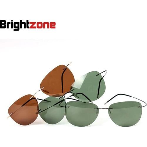 Anti-UVA & UVB Rimless Titanium Polarized Fishing Men Women Sunglasses Professional Car Driving Polarize TAC Lens UV400 Sunshade