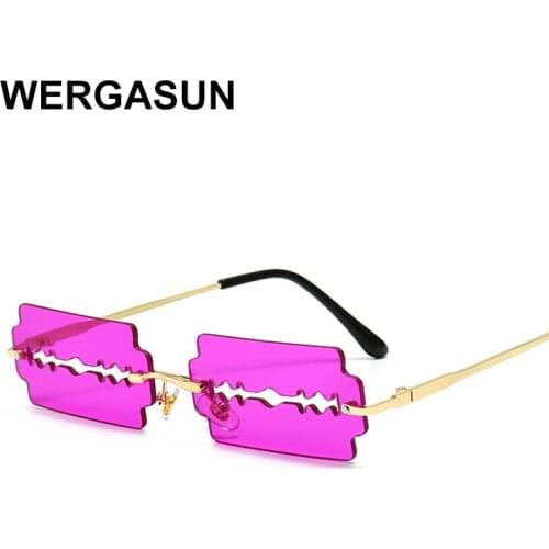 WERGASUN Fashion Rimless Sunglasses Women Personality Trend Razor Blade Sunglasses Man Brand Driving Glasses Oculos De Sol UV400