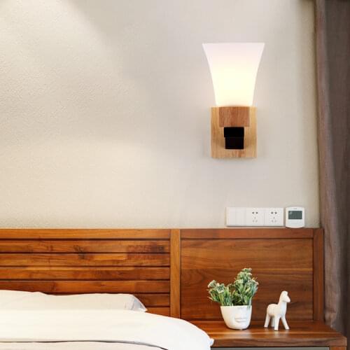 Chinese Single Head Wall Lamp Solid Wood Corridor Wall Lamp Fresh and Comfortable American Pastoral Wall Lamp Wholesale