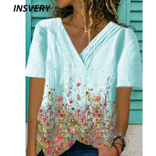 Fashion Colorful Tree Print Blouse Autumn 2020 Sexy V-Neck Loose T-Shirt Women Casual Long Sleeve Plus Size Tops Pullovers