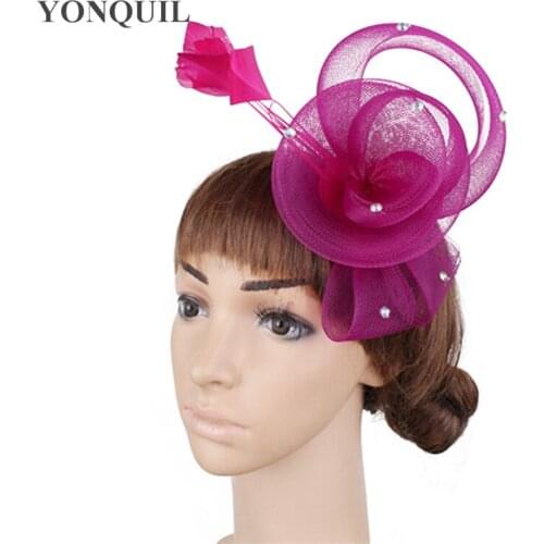 Ladies Elegant Rhinestone Feather Flowers Women Hair Accessories Fancy Fascinators for Wedding Hats Bridal Hats Cocktail SYF241