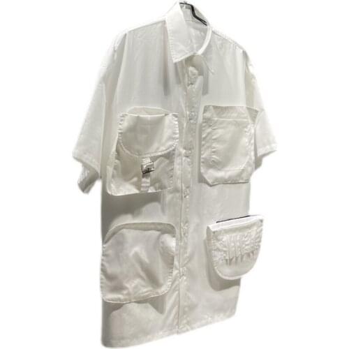 S-6XL 2021 New Men Womens clothing Show Original Three dimensional pocket Velcro pocket detachable Shirt Plus size costumes