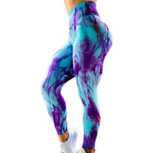 Leggings women Tie Dye Print Fitness Leggings Tummy Control Women High Waist Ruched High Elastic Yoga Leggings брюки женские