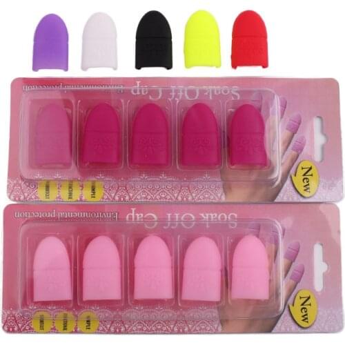 10pcs/lot Nail Art Soak Off Cap Silicone UV Gel Polish Varnish Remover Clean Degreaser Clip Reusable Wraps Rubber Manicure Tools